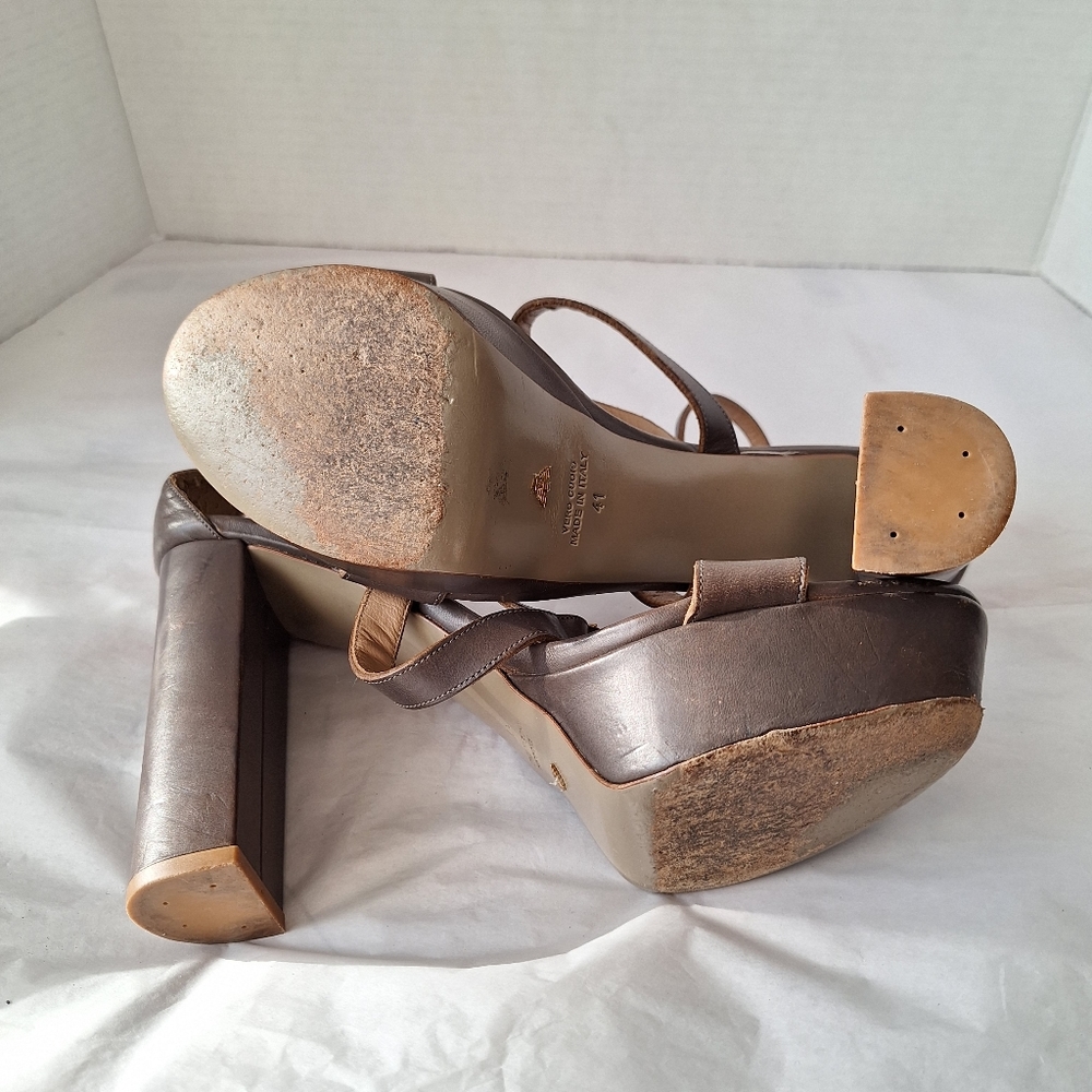 EMPORIO ARMANI LEATHER PLATFORM SANDAL SZ 11/ EU41 - Picture 9 of 13